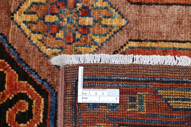 Tribal Hand Knotted Humna Humna Wool Rug of Size 5'9'' X 7'2'' in Brown and Blue Colors - Made in Afghanistan