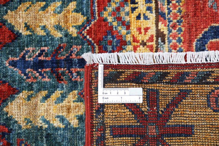 Tribal Hand Knotted Humna Humna Wool Rug of Size 4'1'' X 6'0'' in Red and Gold Colors - Made in Afghanistan