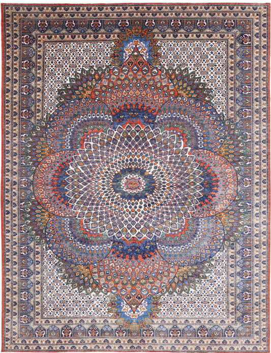 Tribal Hand Knotted Humna Humna Wool Rug of Size 12'6'' X 16'4'' in Multi and Multi Colors - Made in Afghanistan