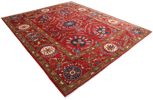 Tribal Hand Knotted Humna Humna Wool Rug of Size 8'0'' X 10'0'' in Red and Red Colors - Made in Afghanistan
