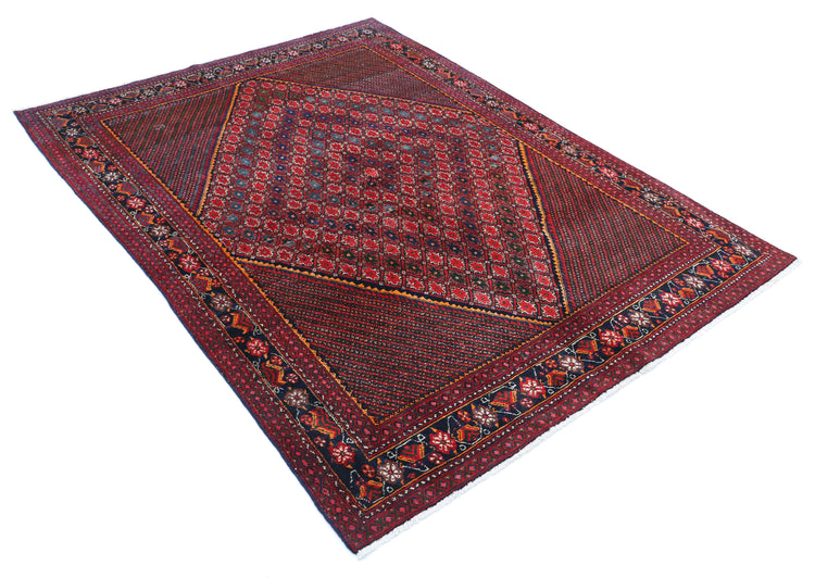 Persian Hand Knotted Josheghan Josheghan Wool Rug of Size 5'0'' X 6'7'' in Red and Blue Colors - Made in Iran