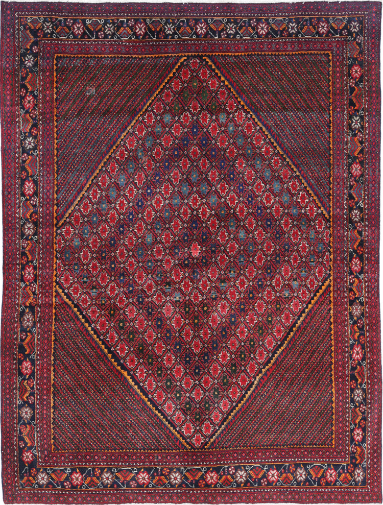 Persian Hand Knotted Josheghan Josheghan Wool Rug of Size 5'0'' X 6'7'' in Red and Blue Colors - Made in Iran