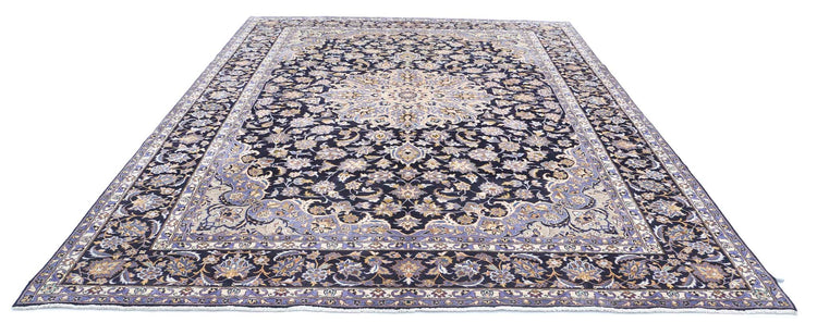 Persian Hand Knotted Kashan Kashan Wool Rug of Size 9'7'' X 12'8'' in Black and Black Colors - Made in Iran