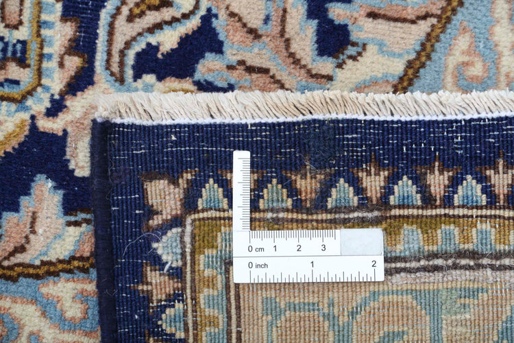 Persian Hand Knotted Kerman Kerman Wool Rug of Size 9'7'' X 13'6'' in Blue and Blue Colors - Made in Iran