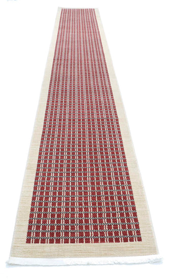 Transitional Power Loomed Vista MM Wool Rug of Size 2'6'' X 16'5'' in Red and Ivory Colors - Made in Turkey