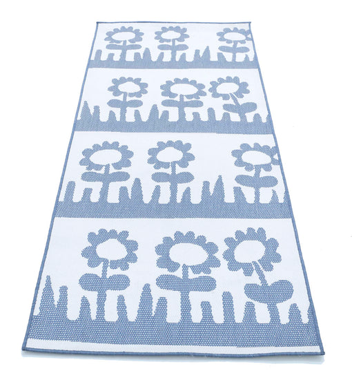 Transitional Power Loomed Vista MM Wool Rug of Size 2'7'' X 6'7'' in Ivory and Blue Colors - Made in Turkey