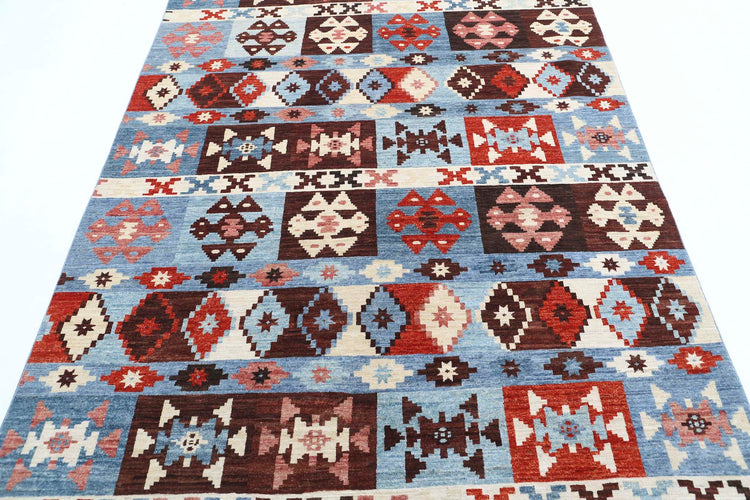 Transitional Hand Knotted Modcar Modcar Wool Rug of Size 5'7'' X 7'11'' in Multi and Multi Colors - Made in Pakistan