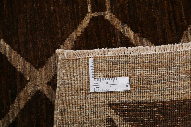 Transitional Hand Knotted Modcar Modcar Wool Rug of Size 4'0'' X 5'5'' in Brown and Brown Colors - Made in Pakistan