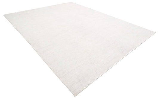 Traditional Hand Knotted Oushak Oushak Wool Rug of Size 10'2'' X 12'11'' in Ivory and Taupe Colors - Made in Afghanistan