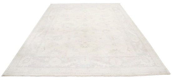 Traditional Hand Knotted Oushak Oushak Wool Rug of Size 8'1'' X 10'0'' in Ivory and Grey Colors - Made in Afghanistan