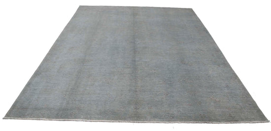 Transitional Hand Knotted Overdyed Oushak Wool Rug of Size 7'11'' X 9'11'' in Grey and Grey Colors - Made in Afghanistan