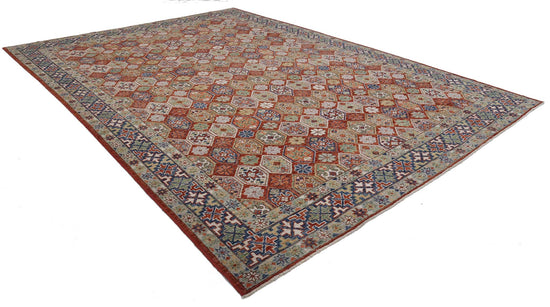 Traditional Hand Knotted Oushak Oushak Wool Rug of Size 10'2'' X 14'0'' in Rust and Blue Colors - Made in Afghanistan