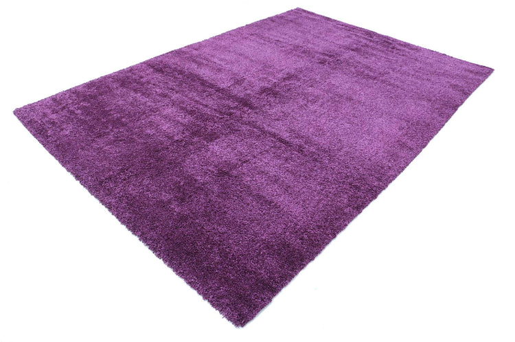 Transitional Power Loomed Vista Shag Wool Rug of Size 7'3'' X 10'4'' in Purple and Purple Colors - Made in Turkey
