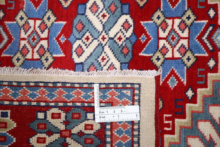 Tribal Hand Knotted Shirvan Shirvan Wool Rug of Size 3'2'' X 9'8'' in Ivory and Red Colors - Made in Afghanistan