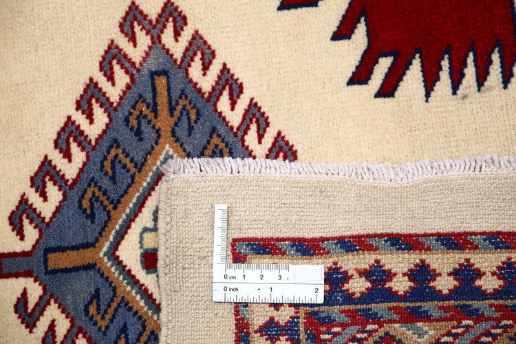 Tribal Hand Knotted Shirvan Shirvan Wool Rug of Size 7'0'' X 9'10'' in Ivory and Red Colors - Made in Afghanistan