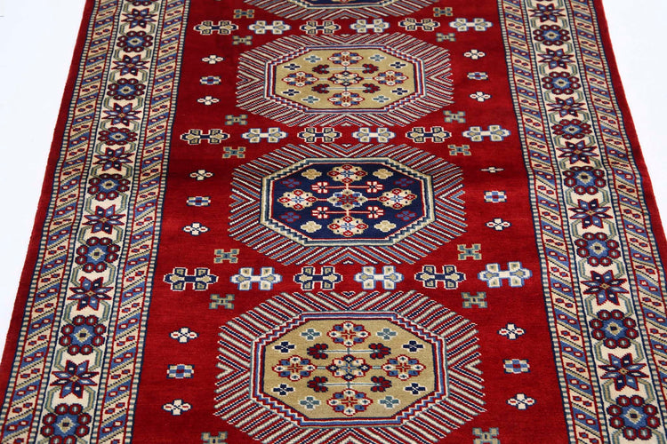 Tribal Hand Knotted Shirvan Shirvan Wool Rug of Size 3'1'' X 5'0'' in Red and Ivory Colors - Made in Afghanistan