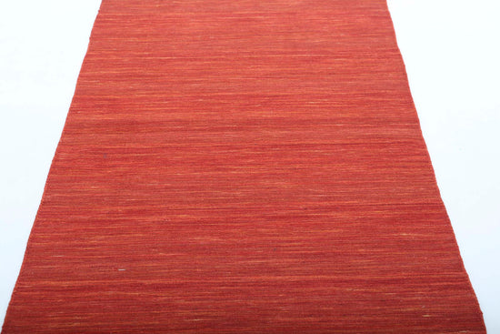 Modern Hand Made Vista Solid Wool Rug of Size 3'3'' X 5'1'' in  and Red Colors - Made in Turkey