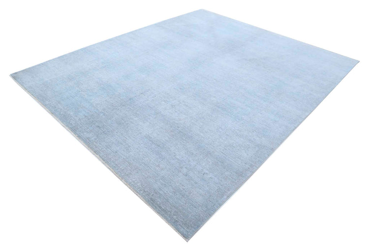 Transitional Hand Knotted Overdyed Tabriz Wool Rug of Size 8'0'' X 9'7'' in Grey and Colors - Made in Afghanistan
