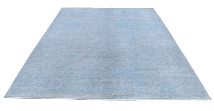 Transitional Hand Knotted Overdyed Tabriz Wool Rug of Size 8'0'' X 9'7'' in Grey and Colors - Made in Afghanistan