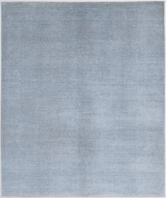 Transitional Hand Knotted Overdyed Tabriz Wool Rug of Size 8'0'' X 9'7'' in Grey and  Colors - Made in Afghanistan