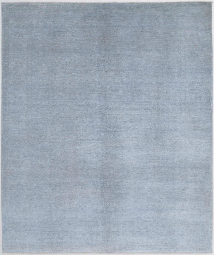 Transitional Hand Knotted Overdyed Tabriz Wool Rug of Size 8'0'' X 9'7'' in Grey and Colors - Made in Afghanistan