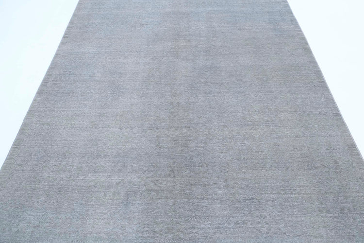 Transitional Hand Knotted Overdyed Tabriz Wool Rug of Size 6'0'' X 8'11'' in Grey and Colors - Made in Afghanistan