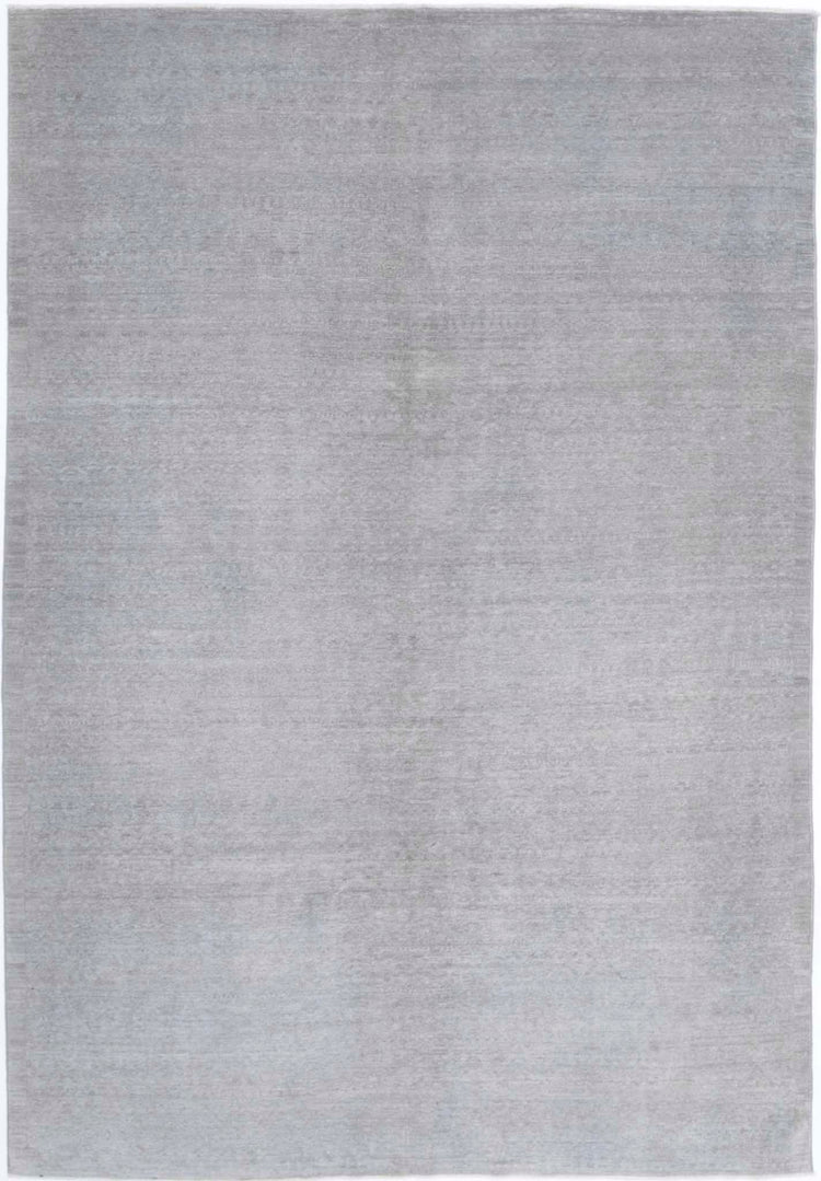 Transitional Hand Knotted Overdyed Tabriz Wool Rug of Size 6'0'' X 8'11'' in Grey and Colors - Made in Afghanistan