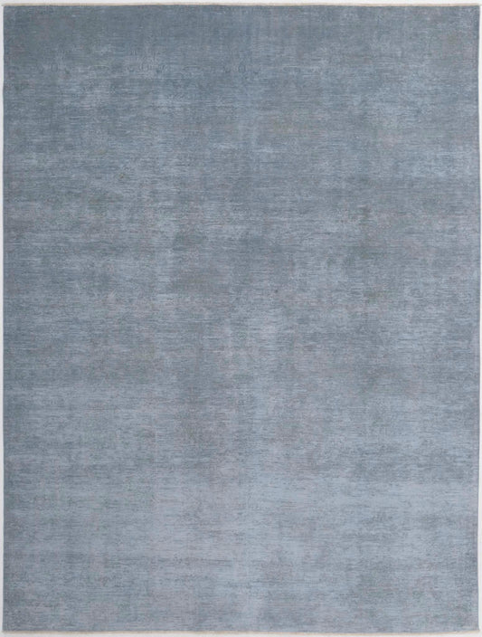 Transitional Hand Knotted Overdyed Tabriz Wool Rug of Size 8'8'' X 11'7'' in Grey and  Colors - Made in Afghanistan