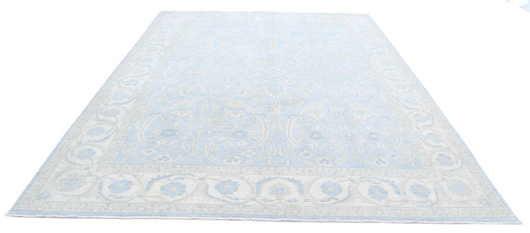 Traditional Hand Knotted Serenity Tabriz Wool Rug of Size 8'9'' X 11'3'' in Grey and Ivory Colors - Made in Afghanistan