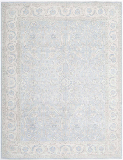 Traditional Hand Knotted Serenity Tabriz Wool Rug of Size 8'9'' X 11'3'' in Grey and Ivory Colors - Made in Afghanistan