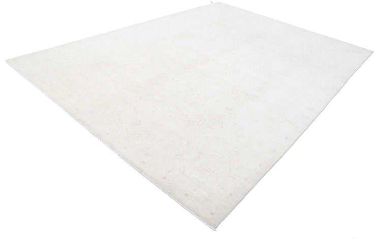 Traditional Hand Knotted Serenity Tabriz Wool Rug of Size 8'7'' X 11'8'' in Ivory and Ivory Colors - Made in Afghanistan