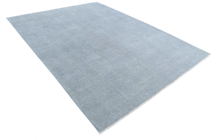 Transitional Hand Knotted Overdyed Tabriz Wool Rug of Size 8'0'' X 10'9'' in Grey and Colors - Made in Afghanistan
