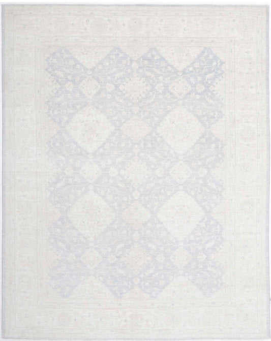 Traditional Hand Knotted Serenity Tabriz Wool Rug of Size 8'0'' X 10'0'' in Grey and Ivory Colors - Made in Afghanistan