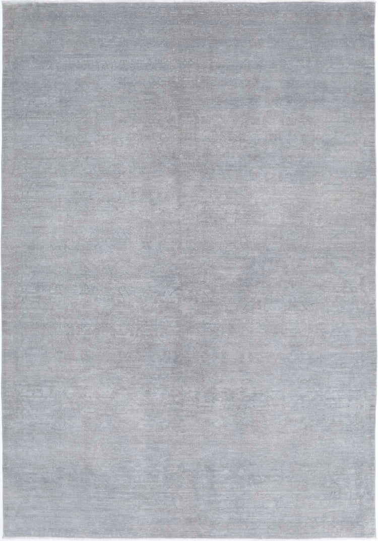 Transitional Hand Knotted Overdyed Tabriz Wool Rug of Size 6'1'' X 8'8'' in Grey and Colors - Made in Afghanistan