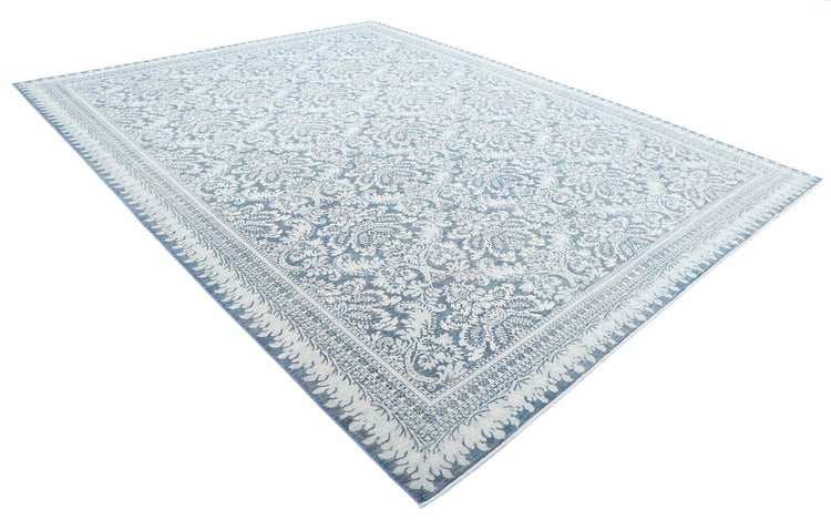 Traditional Hand Knotted Serenity Tabriz Wool Rug of Size 10'4'' X 13'2'' in Grey and Grey Colors - Made in Afghanistan