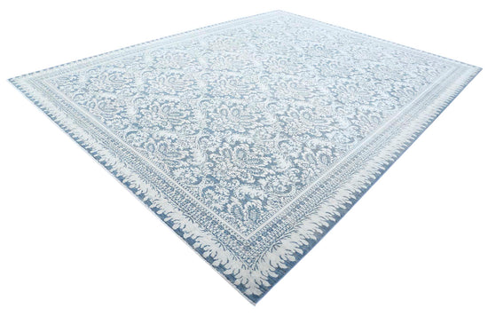 Traditional Hand Knotted Serenity Tabriz Wool Rug of Size 10'4'' X 13'2'' in Grey and Grey Colors - Made in Afghanistan