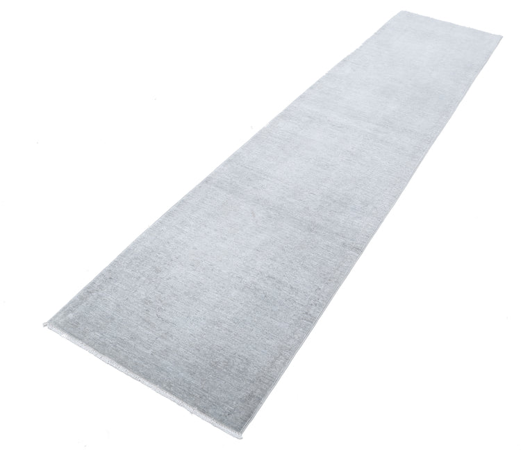Transitional Hand Knotted Overdyed Tabriz Wool Rug of Size 2'5'' X 10'0'' in Grey and Grey Colors - Made in Afghanistan