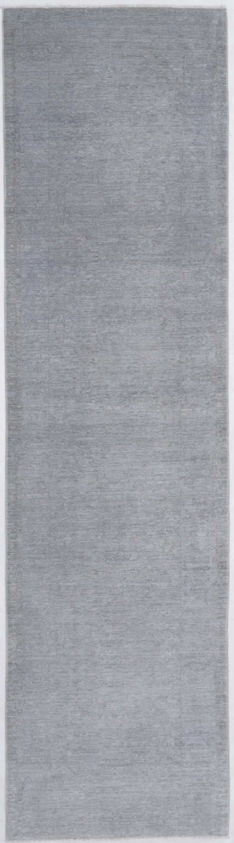 Transitional Hand Knotted Overdyed Tabriz Wool Rug of Size 2'5'' X 10'0'' in Grey and Grey Colors - Made in Afghanistan