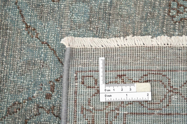 Transitional Hand Knotted Onyx Tabriz Wool Rug of Size 7'11'' X 10'1'' in Blue and Grey Colors - Made in Afghanistan