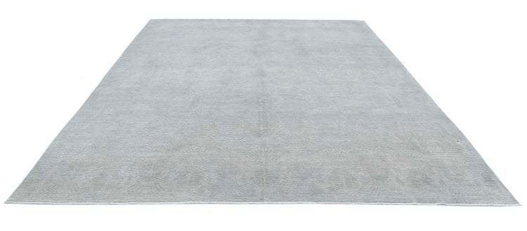 Transitional Hand Knotted Overdyed Tabriz Wool Rug of Size 9'2'' X 12'3'' in Grey and Grey Colors - Made in Afghanistan