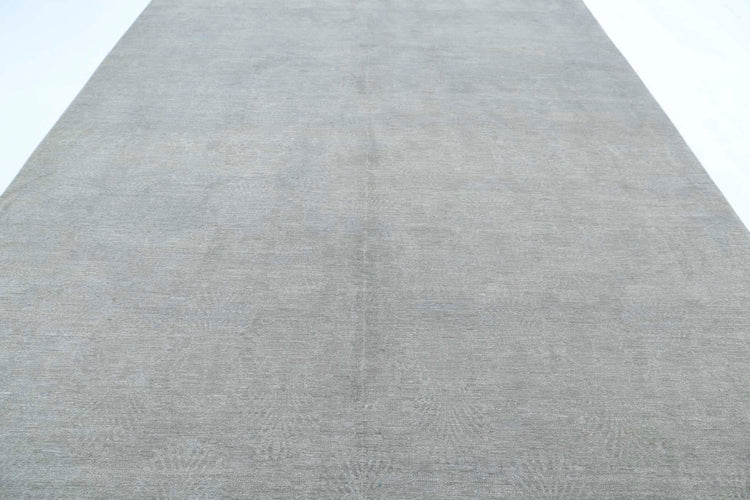 Transitional Hand Knotted Overdyed Tabriz Wool Rug of Size 9'2'' X 12'3'' in Grey and Grey Colors - Made in Afghanistan