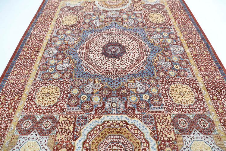 Traditional Hand Knotted Mamluk Tabriz Wool Rug of Size 8'0'' X 10'2'' in Red and Gold Colors - Made in Afghanistan