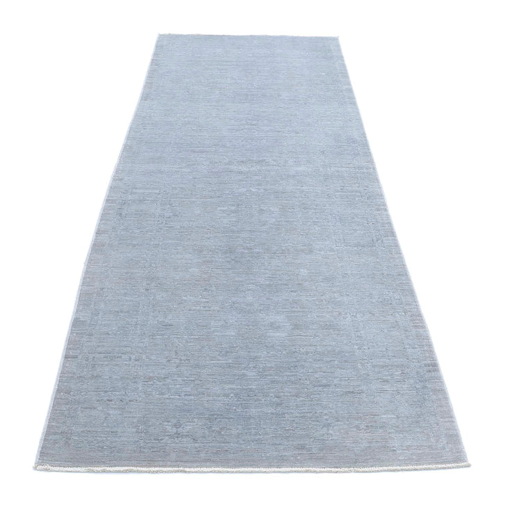 Transitional Hand Knotted Overdyed Tabriz Wool Rug of Size 3'2'' X 9'11'' in Grey and Grey Colors - Made in Afghanistan