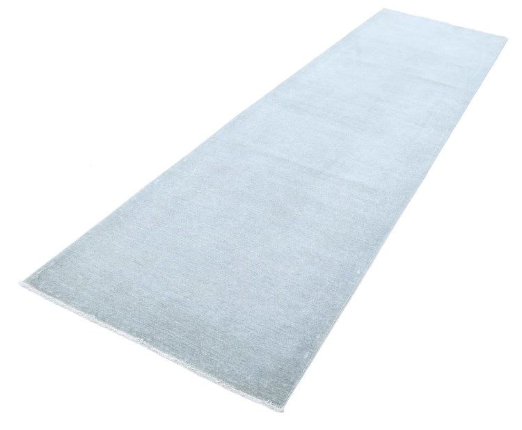 Transitional Hand Knotted Overdyed Tabriz Wool Rug of Size 3'1'' X 11'1'' in Grey and Grey Colors - Made in Afghanistan