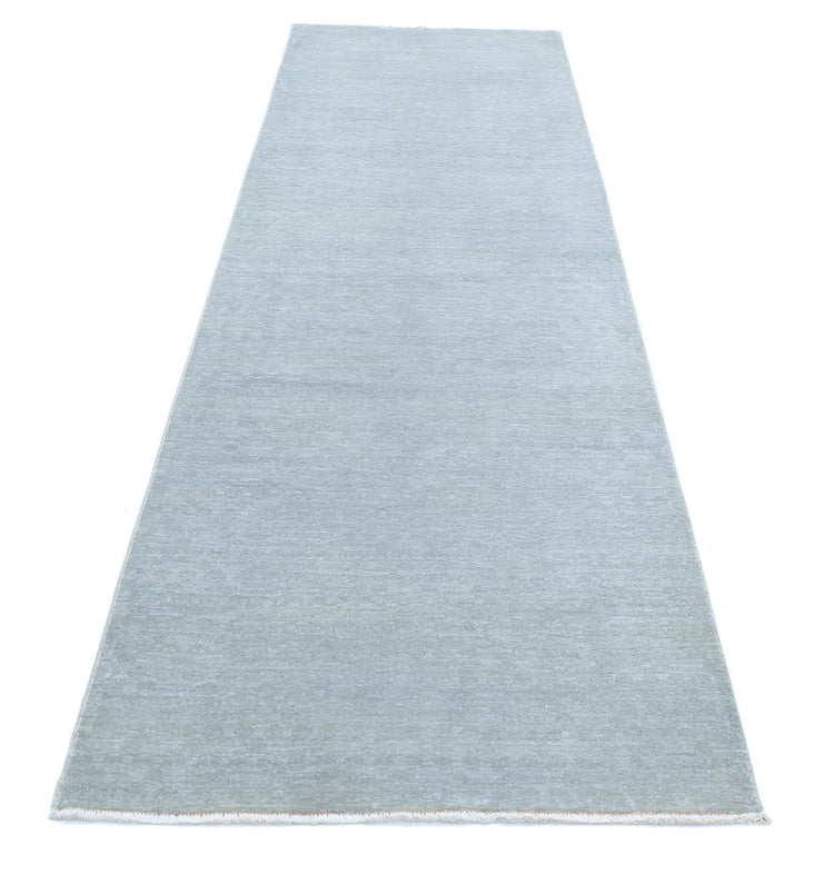 Transitional Hand Knotted Overdyed Tabriz Wool Rug of Size 3'1'' X 11'1'' in Grey and Grey Colors - Made in Afghanistan