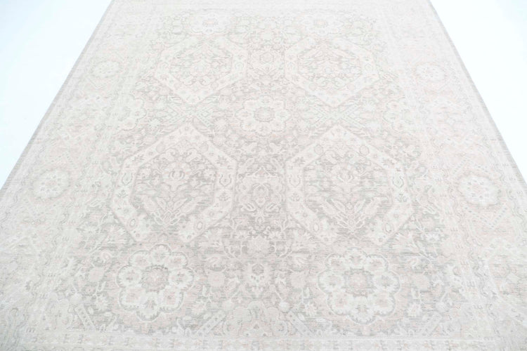 Traditional Hand Knotted Serenity Tabriz Wool Rug of Size 7'9'' X 9'10'' in Brown and Brown Colors - Made in Afghanistan