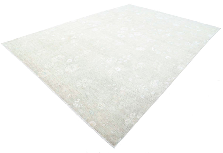 Transitional Hand Knotted Artemix Tabriz Wool Rug of Size 9'7'' X 13'5'' in Brown and Brown Colors - Made in Afghanistan