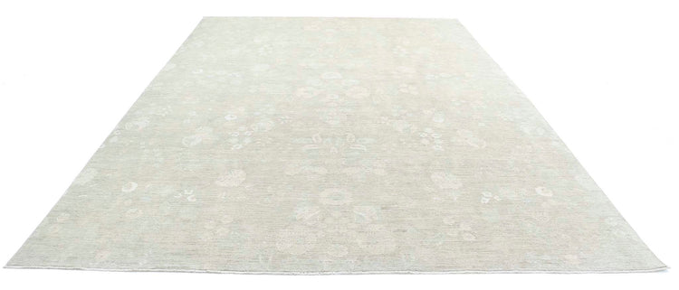 Transitional Hand Knotted Artemix Tabriz Wool Rug of Size 9'7'' X 13'5'' in Brown and Brown Colors - Made in Afghanistan
