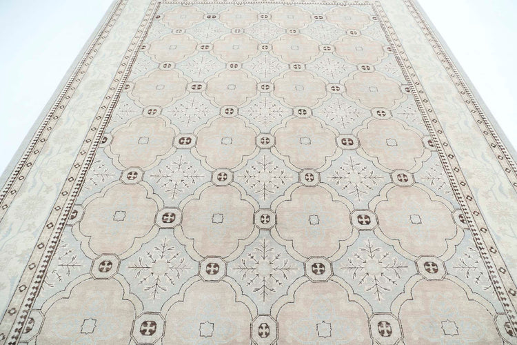 Traditional Hand Knotted Serenity Tabriz Wool Rug of Size 8'3'' X 11'2'' in Silver and Ivory Colors - Made in Afghanistan