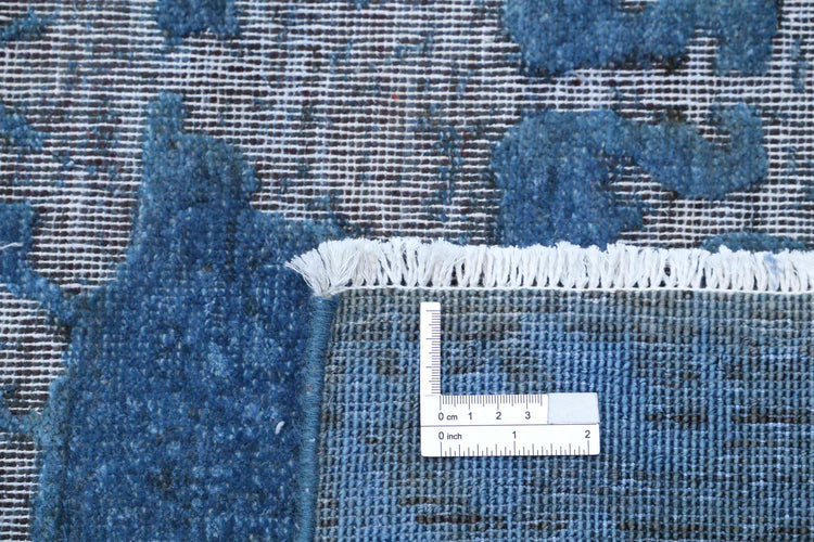 Transitional Hand Knotted Onyx Tabriz Wool Rug of Size 8'10'' X 11'9'' in Blue and Blue Colors - Made in Afghanistan